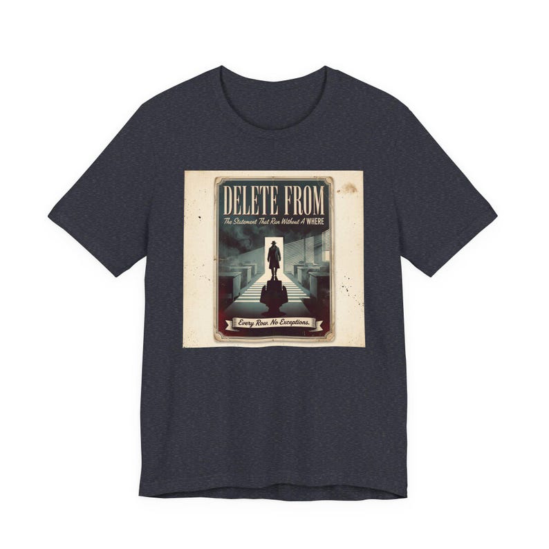 DELETE FROM SQL Server Tee, Database Programmer Humor, Retro Noir Shirt image 5
