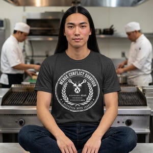 Camiseta de superviviente de conflicto de fusión, camiseta divertida para programadores y desarrolladores de Git