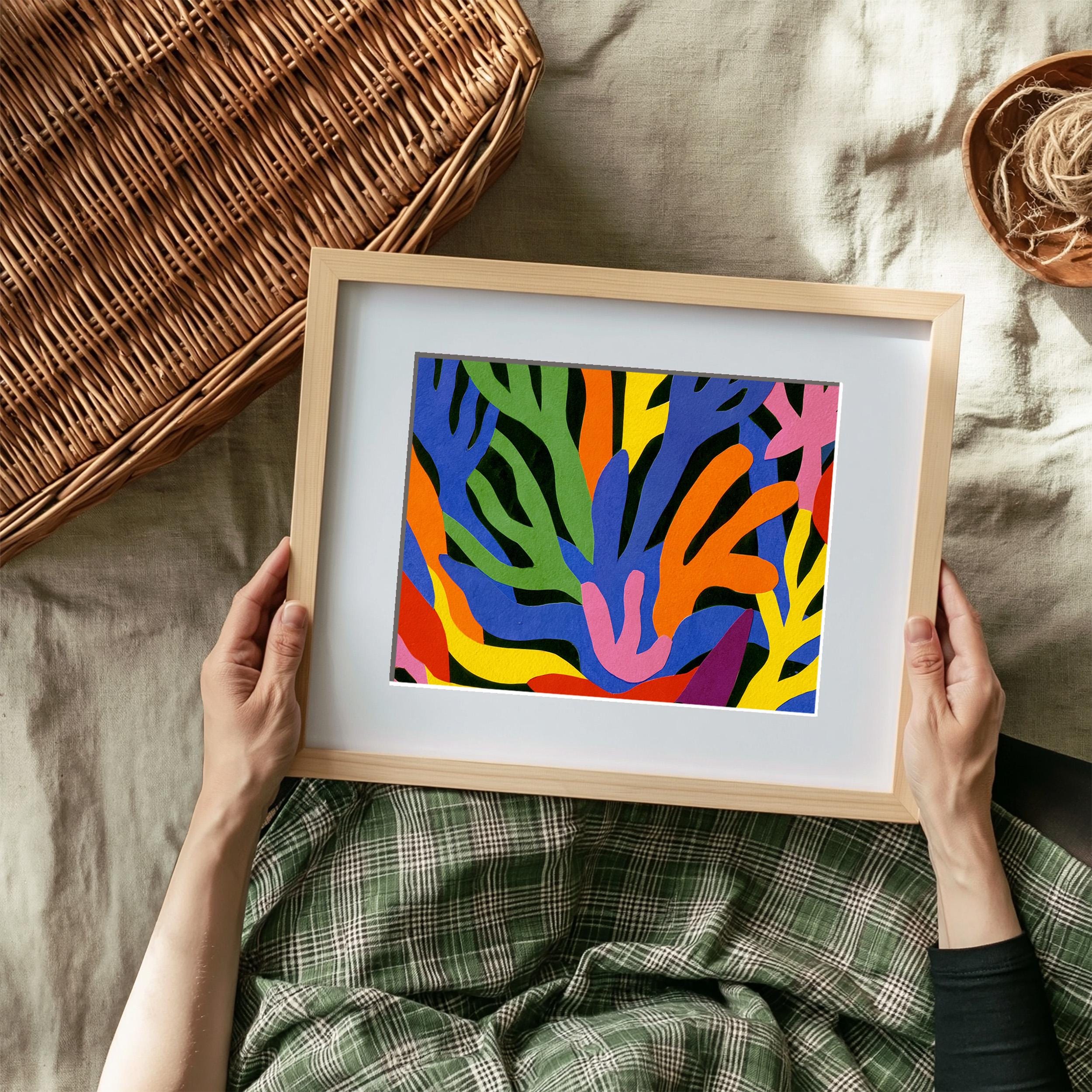 Henri Matisse Abstract Coral Print, Vibrant Botanical Leaves