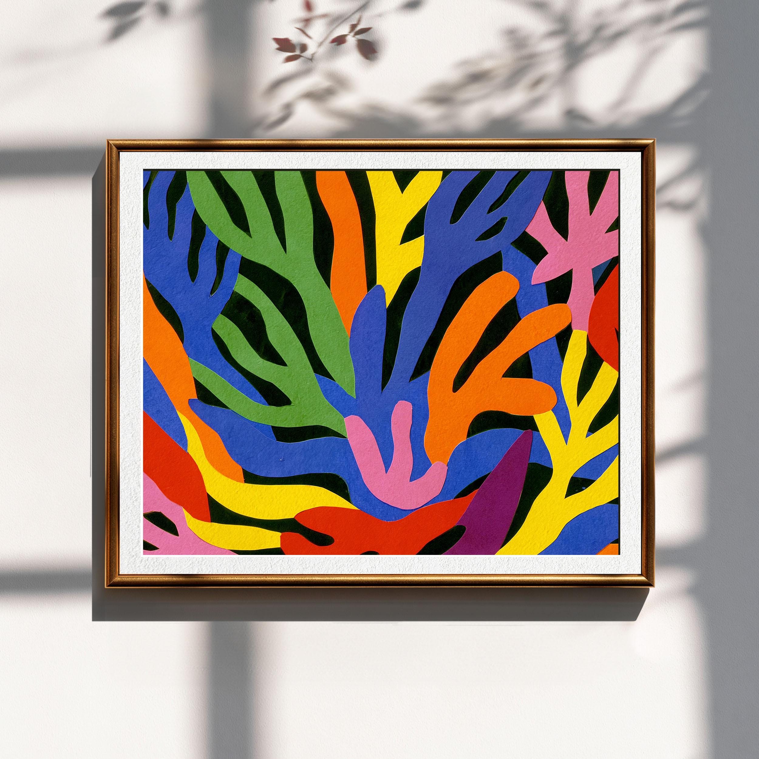 Matisse リーフデザイン 大判絵画　70×70cm Henri Matisse Abstract Coral Print, Vibrant Botanical Leaves