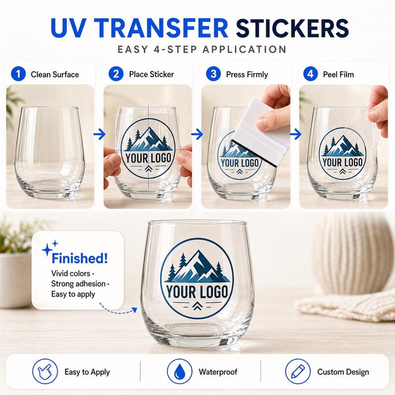 Custom UV Crystal Stickers, 3D Logo Transfer Decals, Waterproof Brand ...
