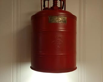 Vintage Gas Can Lamp, Industrial Swag Lamp, Man Cave Lighting, Garage Decor, Steampunk Light, One of a Kind