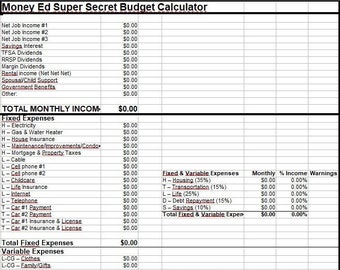 Money Ed Super Secret Budget Calculator