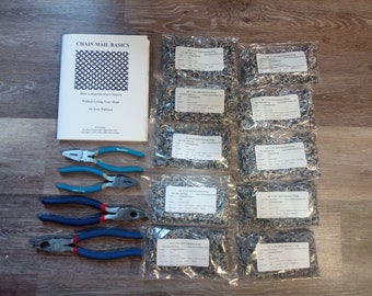 Chain Mail Armour Starter Kit – Stainless Steel Rings, Pliers & Basics Book