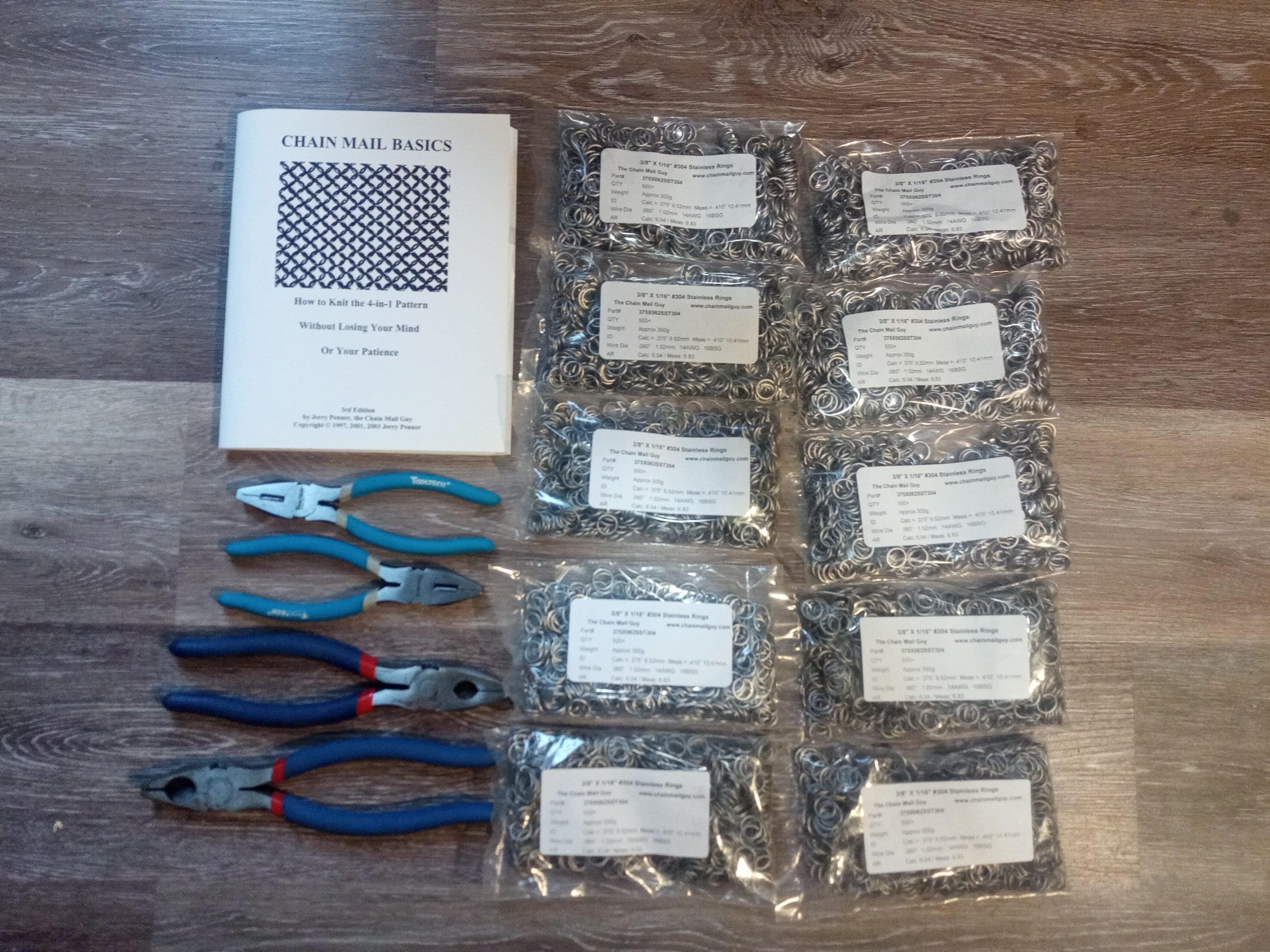 Chain Mail Armour Starter Kit – Stainless Steel Rings, Pliers & Basics ...
