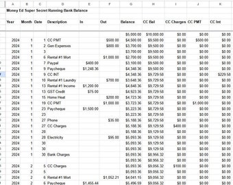 Money Ed Super Secret Running Bank Balance