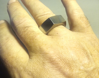 Hex Nut Ring Titanium Sizes 10 - 12 - FREE CANADA SHIPPING