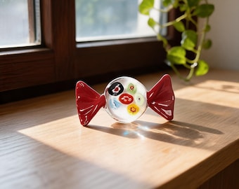 Mini Glass Candy Figurine, Handmade Glass Sculpture, Cute Candy Ornament, Colorful Glass Decor, Small Desk Decoration, Unique Gift Idea