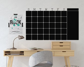 Monthly Chalkboard Calendar Vinyl Wall Decal, Home Office Wall Calendar, Family Large Calendar, Available In 4 Sizes - ID408