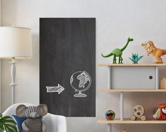 Kid's Chalkboard Vinyl Wall Decal, Bedroom, And Playroom Decor, Large Blackboard, Drawing Board, Dry Erase Wallpaper - ID416