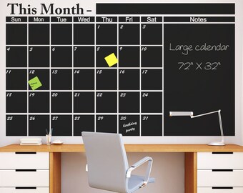 Office Wall Calendar Vinyl Decal Blackboard Wall Sticker Etsy