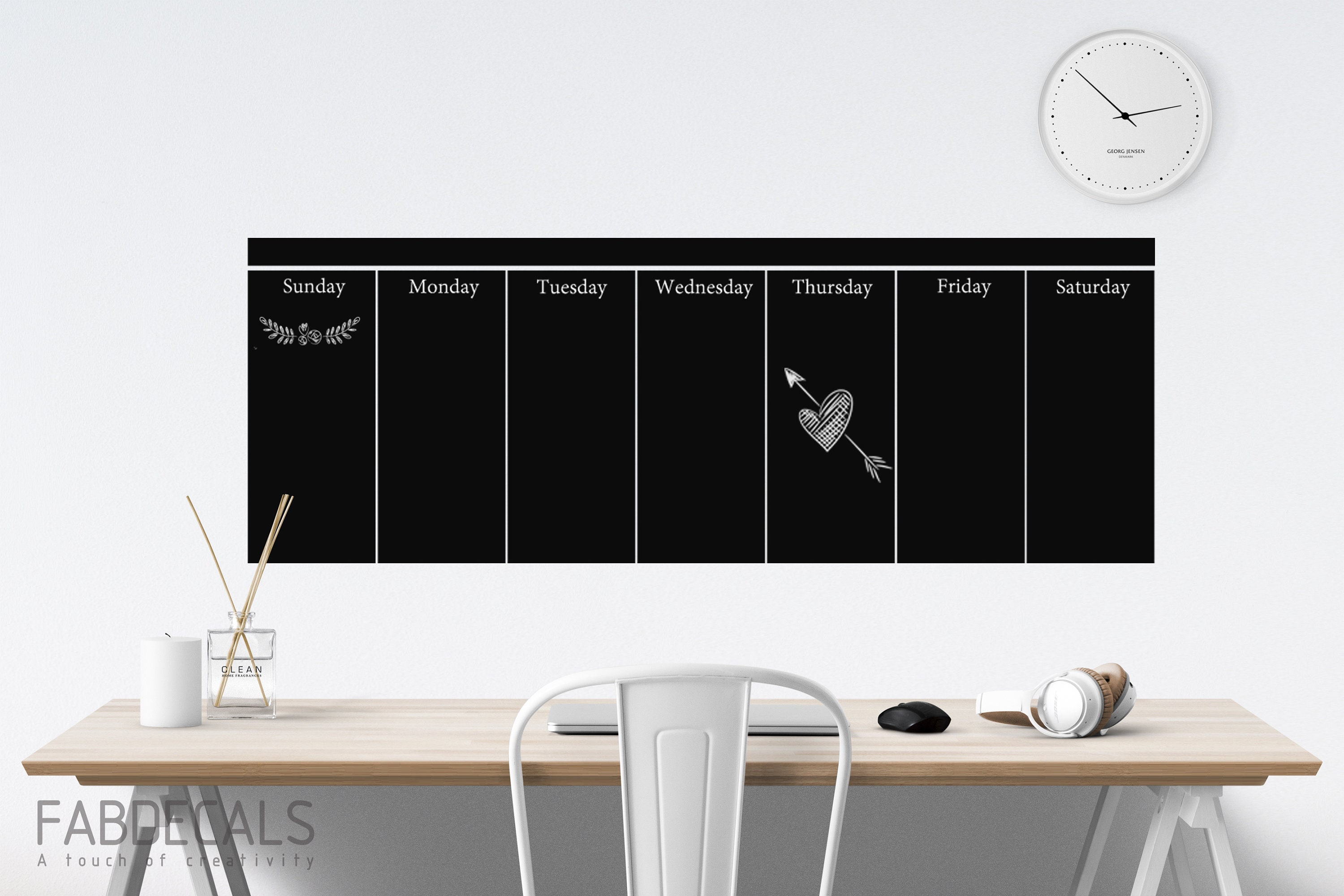 Weekly Wall Calendar Chalkboard Wall Decal Home Office Etsy