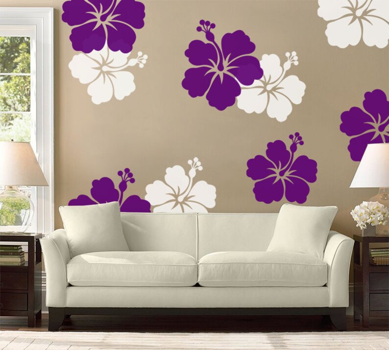 Hibiscus Flower Wall Decal Large Wall Flower Hawaiian Etsy