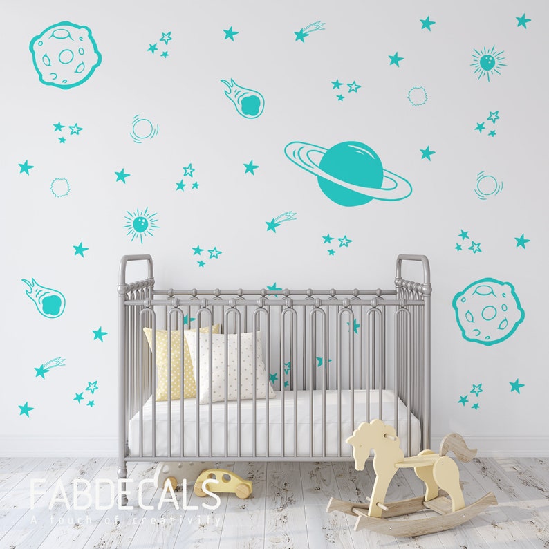 Space Wall Decals Outer Space Decal Space Wall Mural Etsy