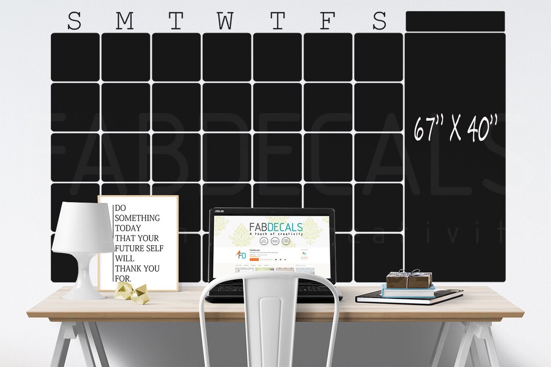 Large Monthly Chalkboard Calendar Wall Decal, Suitable for Many Years
