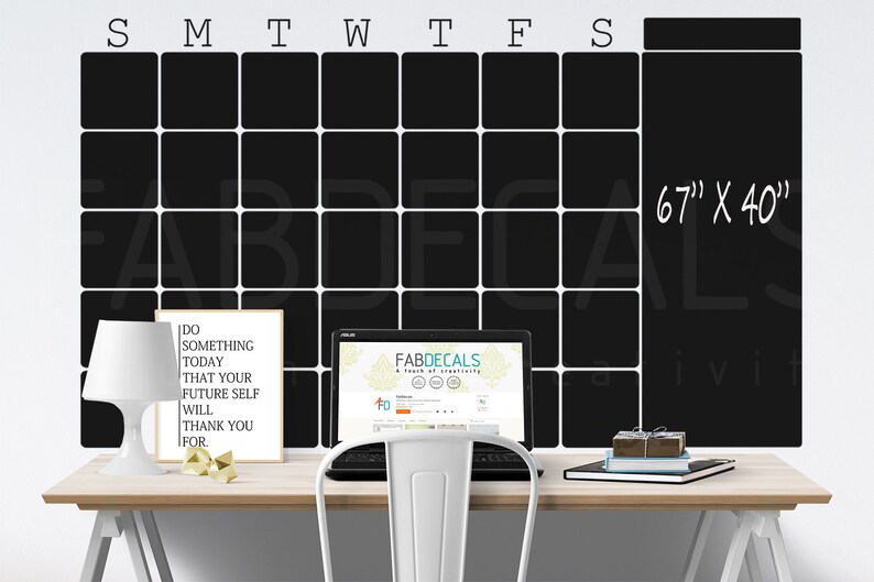 Large Chalkboard Calendar Wall Decal Blackboard Monthly Suitable For Many Years Extra Id408