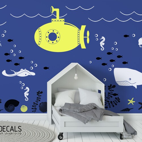 Underwater Wall Decals Sea Life Room Stickers Nautical Etsy