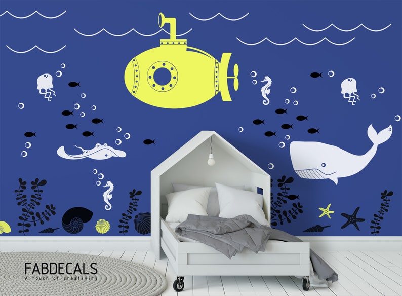 Underwater Wall Decals Large Submarine Decal Boys Room - Large Number Wall Decals Underwater Wall Decals Large Submarine Decal Boys Room - Large Number Wall Decals