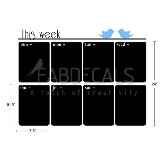 chalkboard calendar wall decal weekly calendar 2018 | etsy
