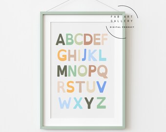 Alphabet Poster, Preschool Learning, Educational Posters For Toddlers, Alphabet Letters Wall Decor, Kid's Room, Playroom Decor - ID01 S01