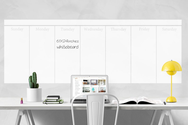 large whiteboard calendar weekly calendar wall decal dry | etsy