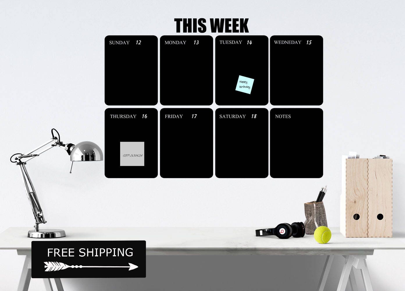 Office Wall Calendar Chalkboard Wall Decal Wall Calendar Etsy