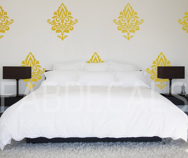 Big Damask Wall Decal Home Decor Damask Pattern Living Room Etsy