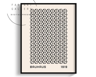 Black And White Bauhaus Poster, Living Room Decor, Bedroom Wall Art, Mid Century, Home Office Printable Wall Art, Digital Download - ID12 08