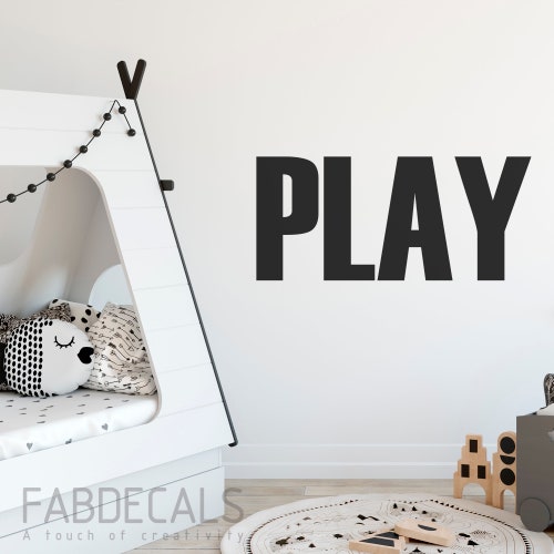 Play Sign Wall Decal Kids Room Decor Playroom Sticker Play Etsy