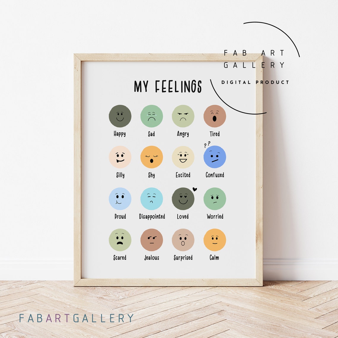 Kids Feelings Chart Printable Poster, Toddlers Learning Emotions ...