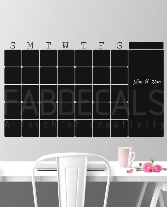 Monthly Chalkboard Calender Vinyl Wall Decal Home Office Wall Etsy