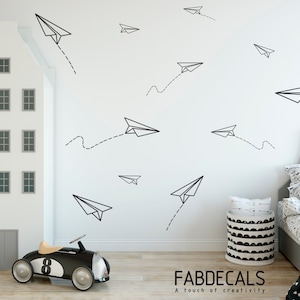 Paper Airplanes Vinyl Wall Decals, Boys Room Decor, Paper Planes Decal, Wall Stickers, Kids Room Stickers, Nursery Decor - ID254