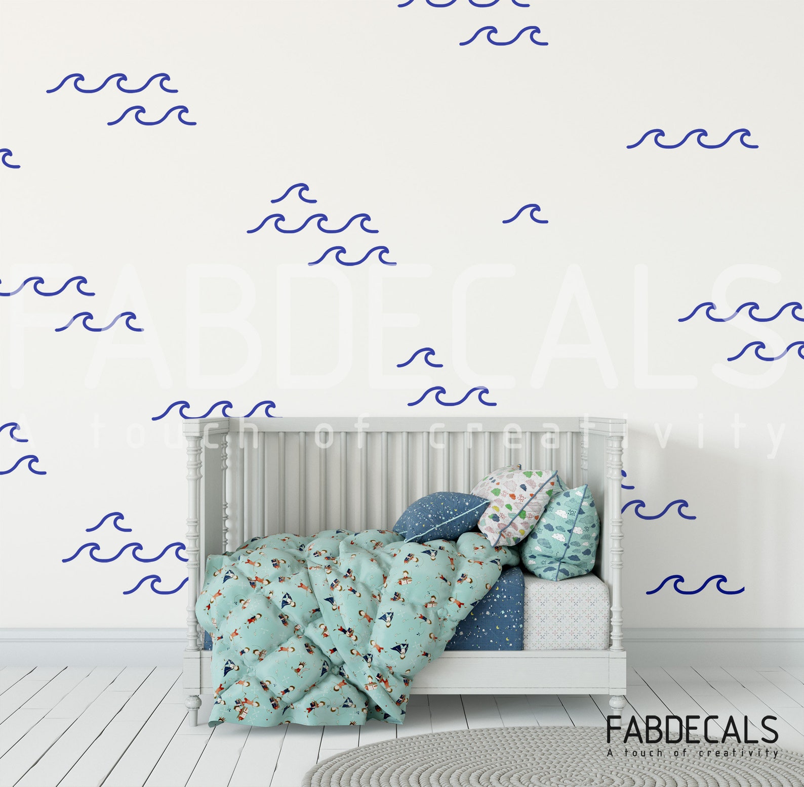 Ocean Waves Wall Decals Boys Bedroom Decor Sea Waves Wall Etsy