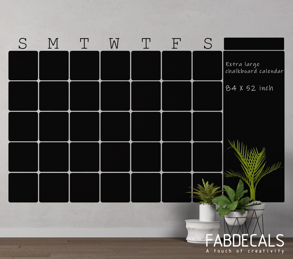 Extra Large Chalkboard Calendar Vinyl Wall Decal Monthly Etsy