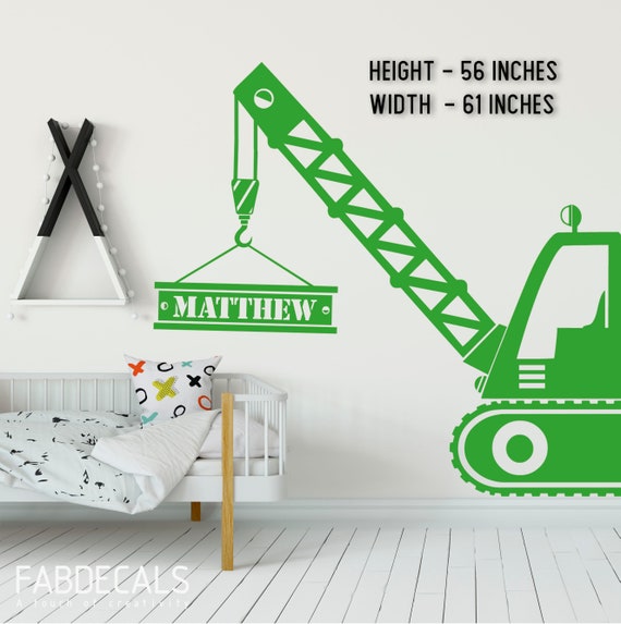 Construction Crane Wall Decal Boys Bedroom Decor Boys Etsy