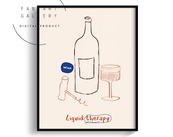 Wine Poster, Kitchen Decor, Dining Room Decor, Restaurant Wall Art, Wine Lovers Wall Decor, Minimalist Print, Digital Download - ID11 07