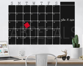Monthly Chalkboard Calendar Wall Decal, Dry Erase Family Calendar, Available In 4 Sizes - ID408