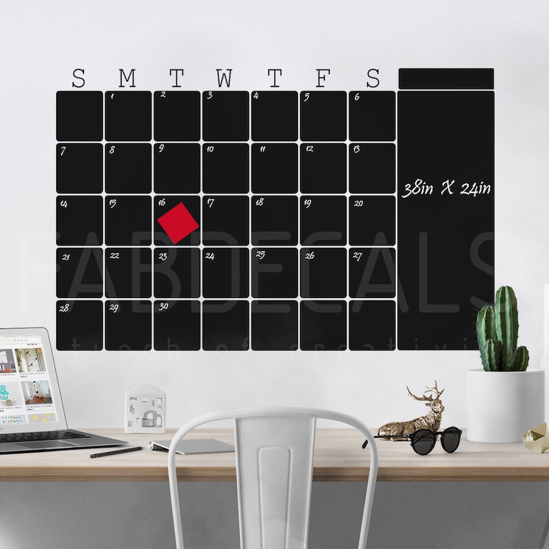 monthly chalkboard calendar decal blackboard wall sticker | etsy