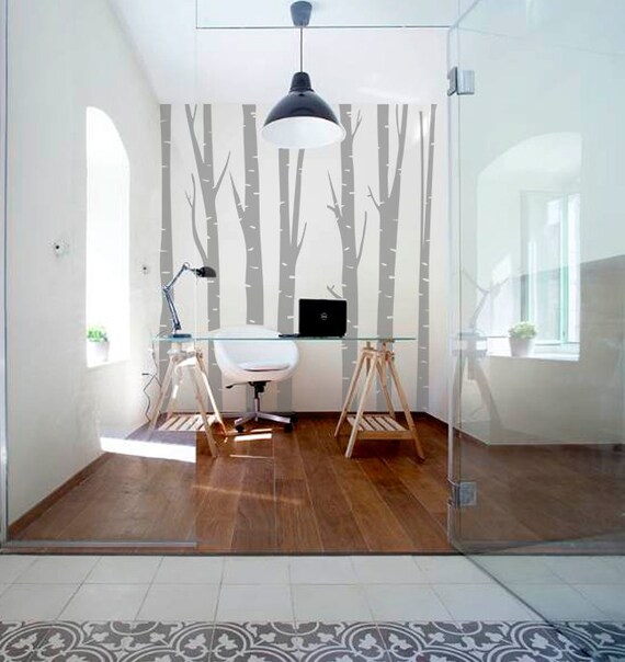 Birch Tree Wall Decal Office Decor Living Room Decor Birch Etsy