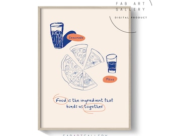 Pizza Poster, Kitchen Wall Art, Dining Room Decor, Pizzeria Poster, Pizza Lovers Wall Decor, Minimalist Print, Digital Download - ID10 07