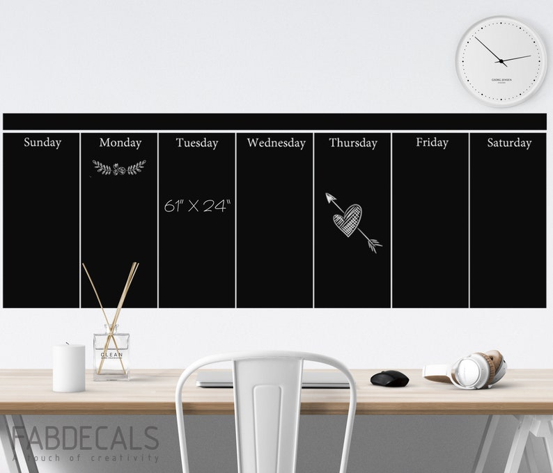 Large Chalkboard Wall Calendarl Weekly Calendar Decal Home And Office Id404b