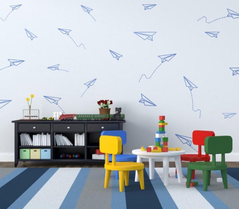 Paper Planes Wall Decal Kids Room Stickers Decor Boys Airplane Nursery Decals Baby Boy 653