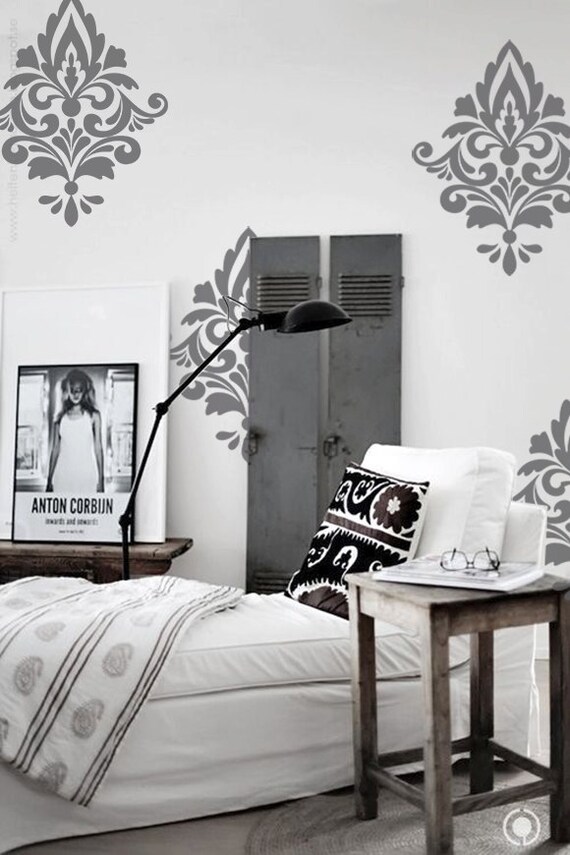 Big Damask Decal Home Decor Damask Wall Pattern Living Room Decor Damask Wall Stickers Bedroom Decals Girls Room Decor Id659