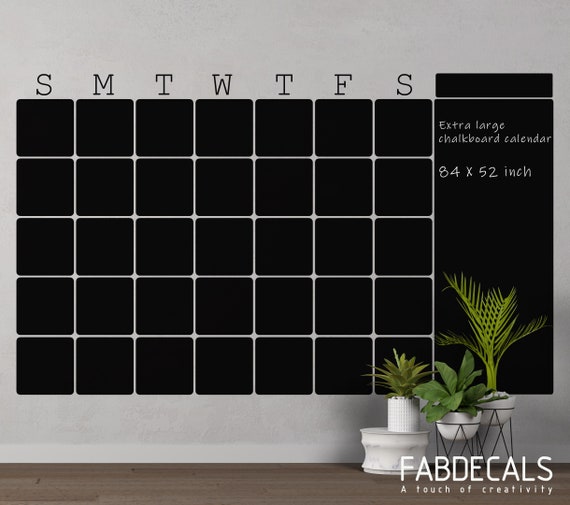 Extra Large Chalkboard Calendar Vinyl Wall Decal, This Month Calendar,  Office Tasks Planner, Monthly Calendar, 82 X 54 Inches ID408 - Etsy
