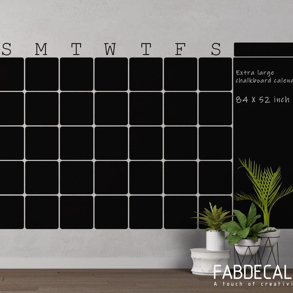 Extra large Chalkboard Calendar Vinyl Wall Decal, This Month Calendar, Office Tasks Planner, Monthly Calendar, 82 X 54 Inches - ID408