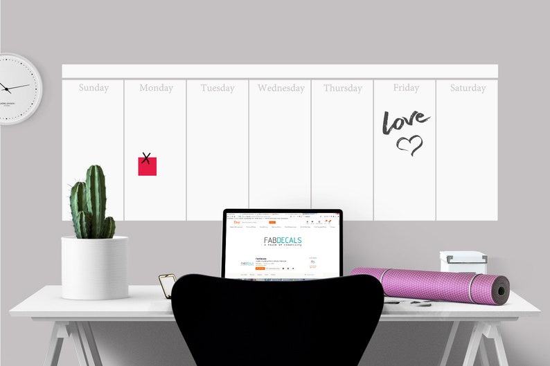 whiteboard calendar weekly calendar wall decal dry erase | etsy