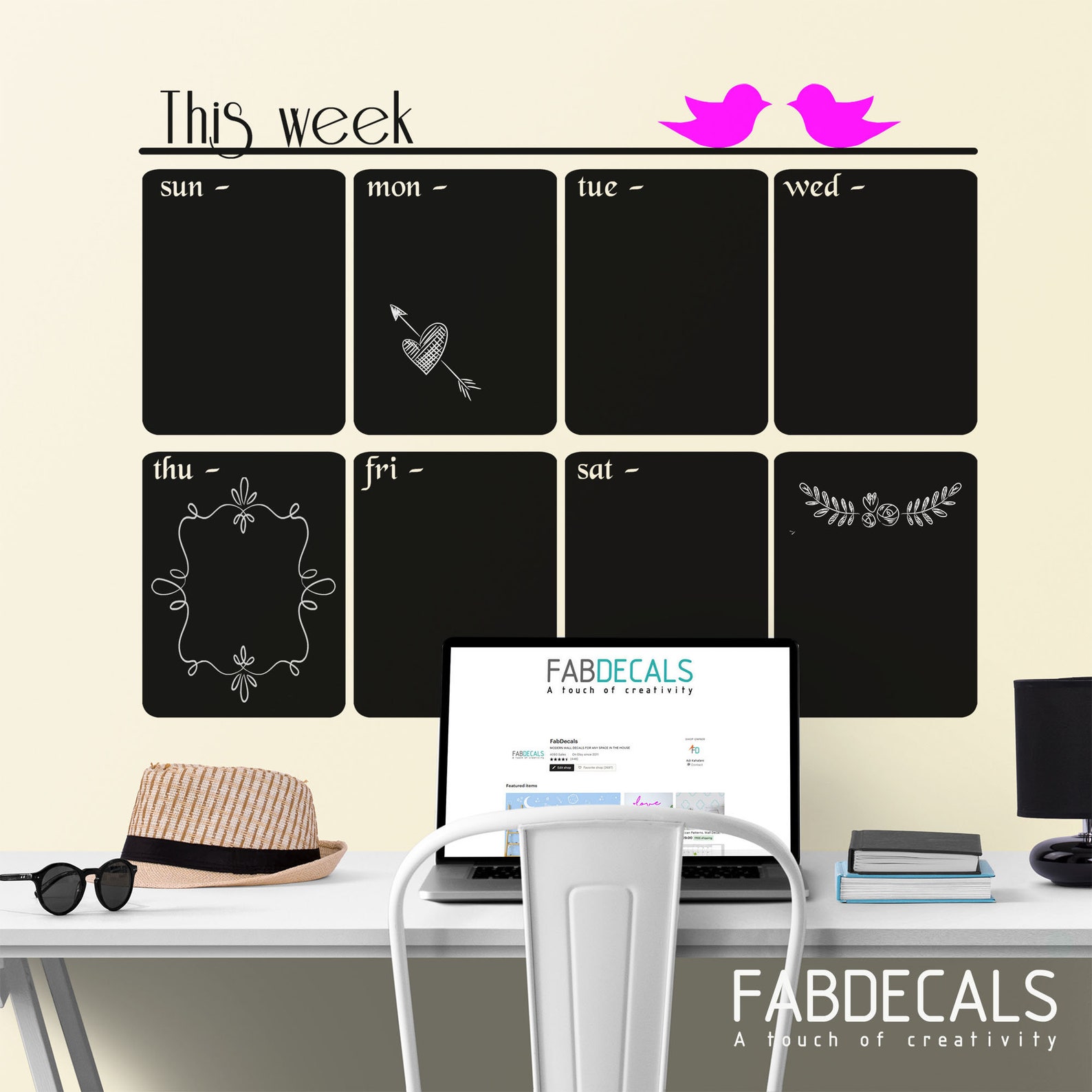 Chalkboard Weekly Calendar Wall Decal Home And Office Wall Etsy
