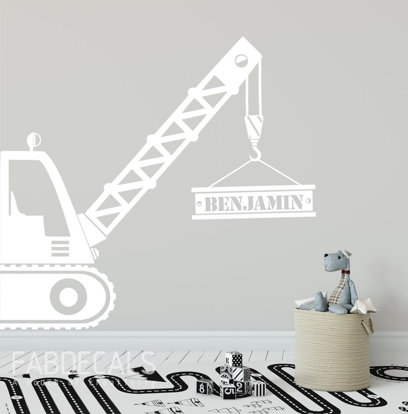 Construction Crane Vinyl Wall Decal Personalized Name Etsy