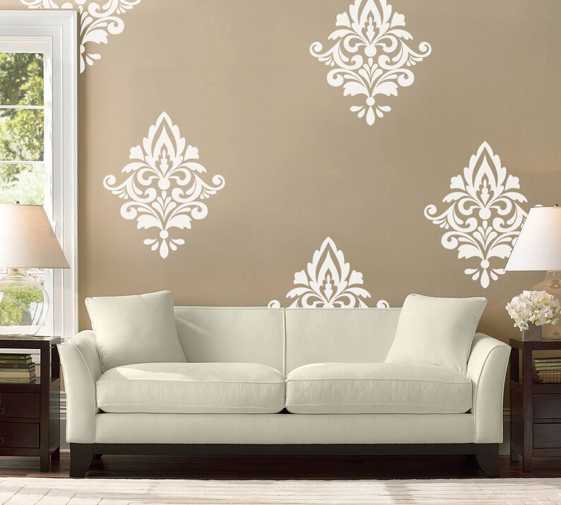 Big Damask Wall Decal Home Decor Pattern Living Room Decals Vinyl Stickers Bedroom Id659