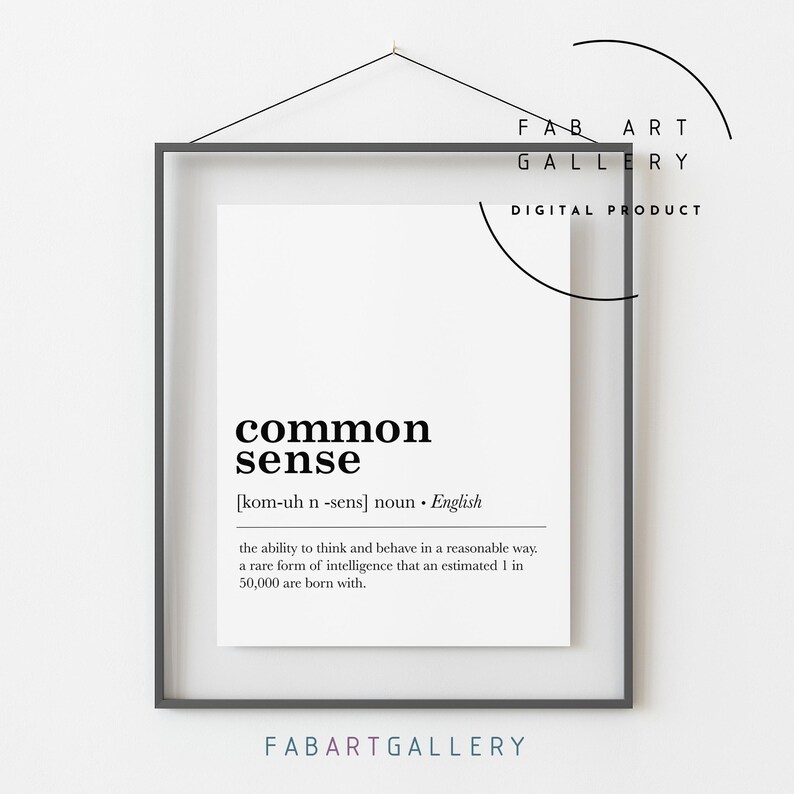 Common Sense Definition Simple Common Sense, Definition Print, Funny Poster for Office Decor ...